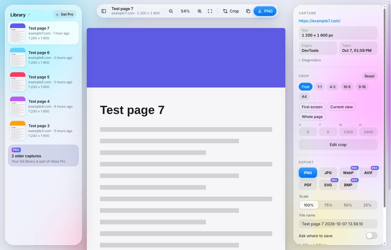 Glasshot editor